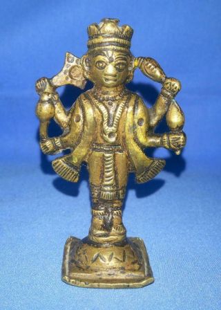 Vintage Old Collectible Brass Hand Engraved Indian God Vishnu Statue Figurine