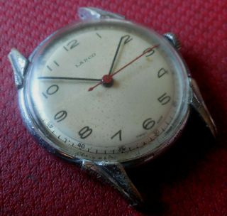 Vintage 1940s Oversized LANCO 15 Jewels Swiss Made Running Wristwatch 2