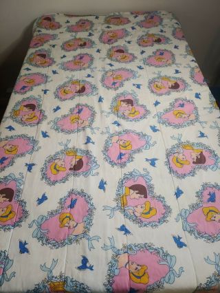 Vtg 90s Disney Cinderella Princess Movie Twin Size Bed Comforter Blanket