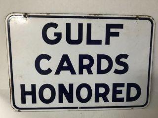, Vintage Gulf Cards Honored Porcelain Double - Sided Sign