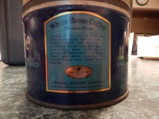 Vintage Rare 1930 ' s White House Coffee Tin with Lid 