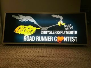 Large Lighted Plymouth Road Runner Dealer Display Sign Superbird Mopar Hemi Sign