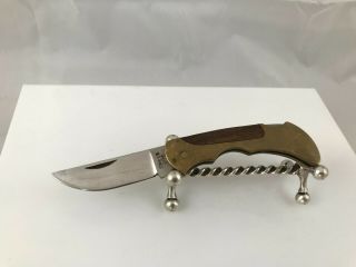 Stainless Vintage Lock Back Pocket Knife With Solid Brass And Wood Handle