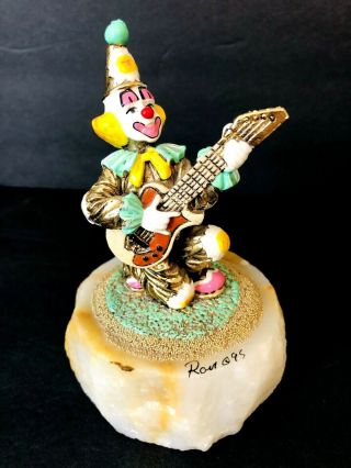 1995 Vintage Ron Lee Clown Sculpture Guitar Rock A Billy Music Ccg9 24kt Gold