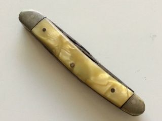 Vintage Solingen Germany Pocket Knife 3 Blade Mother Of Pearl Cutlery