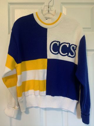 Vintage Ccs Cheerleader Top Sweater Uniform Size Large Acrylic Made In Usa