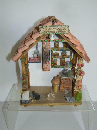 Mexican Folk Art Miniature Diorama Handmade Showing Cocina La Negra Juana 9 "
