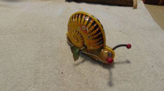 Vintage Metal Wind - Up Toy.  Snail.  With The Key