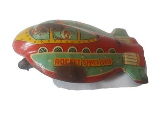 Scarce Vintage 1950’s Kokyu Tin Litho Rocket Space Ship Saucer Friction Toy