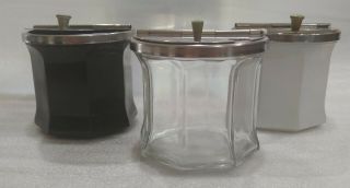 3 Vintage Gemco Flip Top Sugar Condiment Bowls