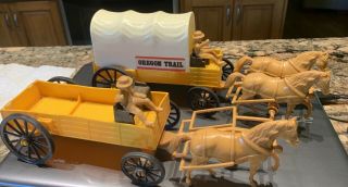 Vintage Processed Plastic Co.  Oregon Trail Toy Covered Wagon Playset Toys