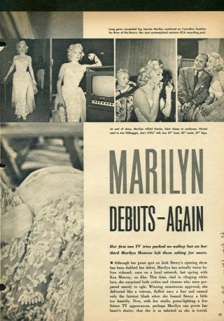 rare vintage clipping of marilyn monroe from TV STAR PARADE december 1953. 2