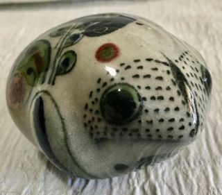 Vintage Mexican Pottery Frog Toad Figurine,  Tonala Mexico Signed E.  R.  3 