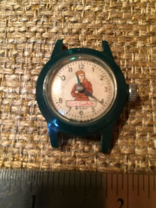 Vintage Davy Crockett Green Plastic Watch.  No Band.  Broken Movement.  See Photo. 3