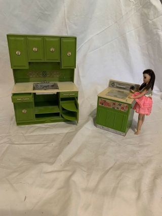 Vintage Dawn Doll Kitchen And Washer With Doll