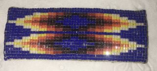 Vintage Native American Beaded Hair Barrette Blue Red & Yellow