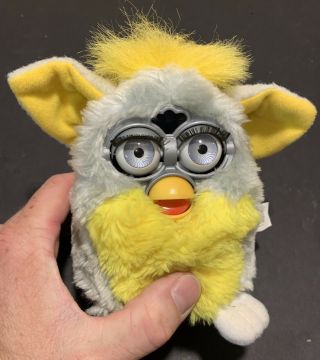 Vintage 1999 Gray And White Furby Tiger Electronic Toy With Tags