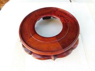 Vintage Chinese Hand Carved Red Wood Stand 7 - 1/2 "
