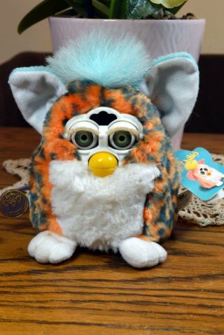Orig Tiger Elec.  70 - 940 Vntg 1999 Orange Leopard Furby Baby,  Blue,  Tags