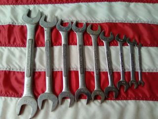 Vintage Craftsman =v= Series 9pc Sae Double Open End Wrench Set Made In Usa