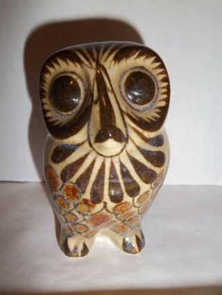 Ken Edwards Mexican Tonala Pottery Stoneware 3 1/2 " Owl Figurine
