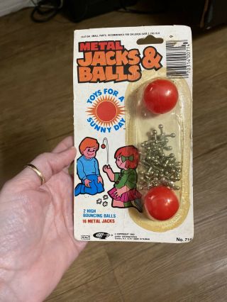 Vintage Kids Toy Metal Jacks And Balls Set Nip Copyright 1982 By Gordy