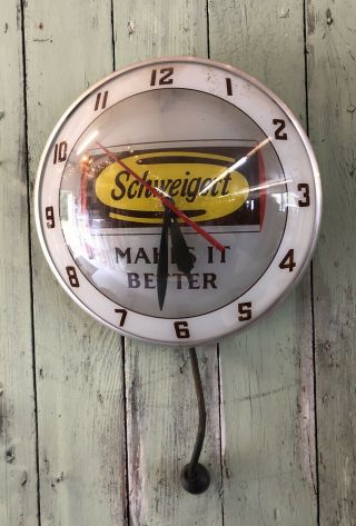 Vintage Meat Company Schweigert Makes It Better Large Round Electric Wall Clock