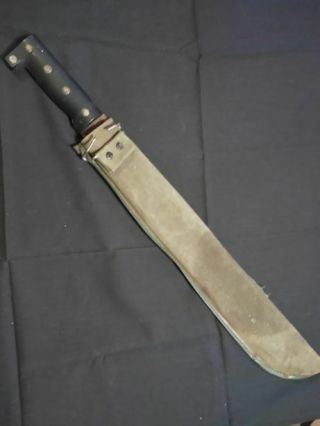Vintage Nesco 18 " Large Machete Knife Blade Fixed Japan Made W/sheath