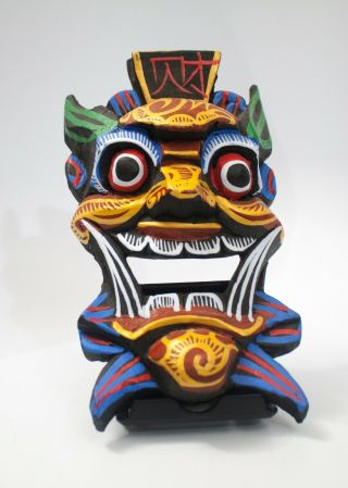 Vintage Japanese Hand Carved Wood Mask Devil 7 " Tall