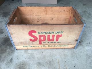 1940 1950 Canada Dry Spur Cola Wooden Crate Cleveland Ohio Soda Bottle Vintage
