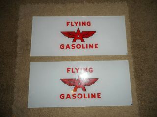 Vintage Pair Nos Flying A Gas Station Pump Ad Advertising Glass Signs