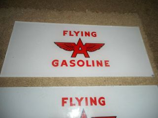 Vintage PAIR NOS FLYING A GAS STATION PUMP AD ADVERTISING GLASS SIGNS 2