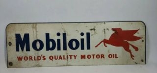 50s Vintage Mobiloil Porcelain Gas Pump Sign Mobil Pegasus Rack Topper