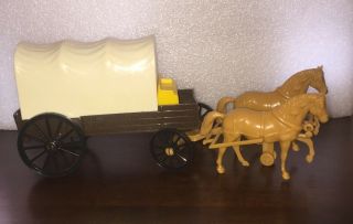 Vintage 1980 Processed Plastic Co.  Cowboy Horse Driven Wagon