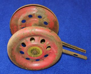 Vtg.  Antique N N Hill Brass Co.  Ct Pull Toy Hobby Horse Wheels Axle Bell $5 Wow