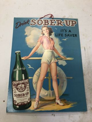 Rare 1945 Cardboard Drink Sober Up Soda Pop Beer Julis Erbit It’s A Lifesaver
