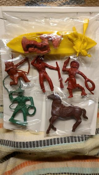 Vintage Tim Mee Toys Cowboy And Indian Set