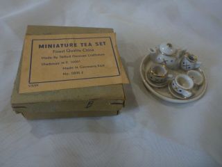 Vtg Dollhouse Miniature Tea Pot Set Made In East Germany (box)