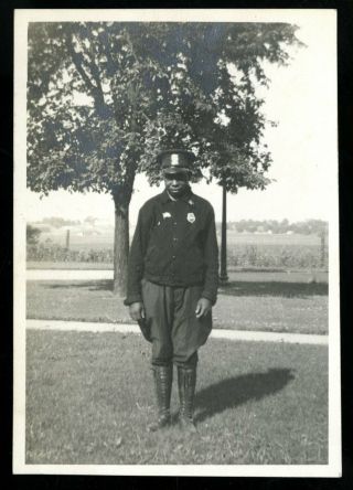 Vintage Photo African American Man In Uniform For Railroad Rr Badge 1946
