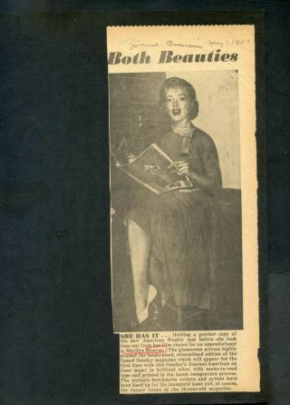 6 Vintage 1951 Newspaper Clippings Of Marilyn Monroe&joe Dimaggio May - June 1952.