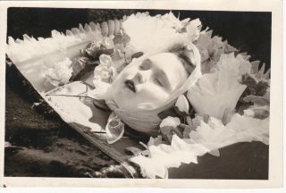 1950s Post Mortem Dead Young Woman Coffin Funeral Corpse Old Russian Photo