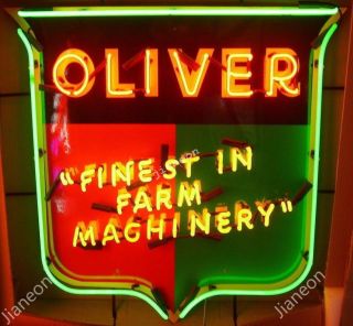 24 " Inch Another Oliver Tractor " Fine St In Farm Machinery " Real Neon Sign Light