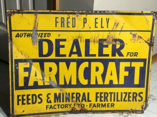 Vintage Metal Farm Sign Vintage Farmcraft Feeds Minerals Fertilizer Dealer Sign