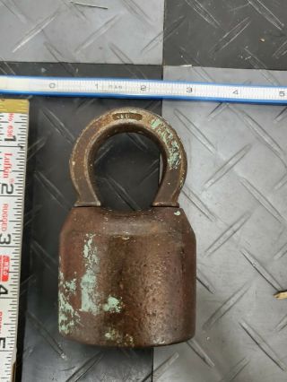 Large Antique Vintage Segal Brass Padlock W/key Old And Heavy Lock
