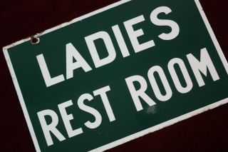 Vintage Cities Service Porcelain Sign Ladies Rest Room Double Sided