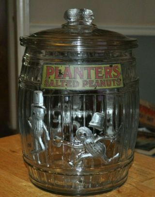 Vintage Large Mr Peanut Planters Peanuts Glass Jar With Lid