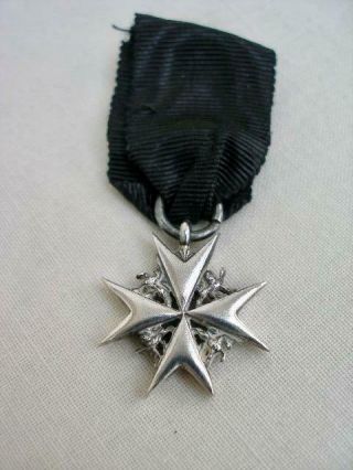 Fine Vintage Silver Order Of St John Of Jerusalem Miniature Dress Medal.