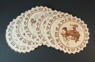 Wallace China Vintage Till Goodan Western Paper Coasters Rodeo Brands Bronco