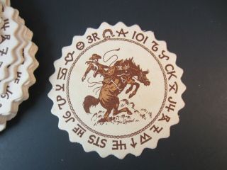WALLACE CHINA Vintage Till Goodan Western Paper Coasters Rodeo Brands Bronco 3