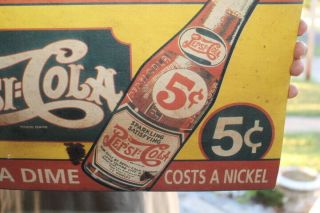 Vintage 1940 ' s Pepsi Cola 5c Bigger & Better Double Dot Soda Pop 17 
